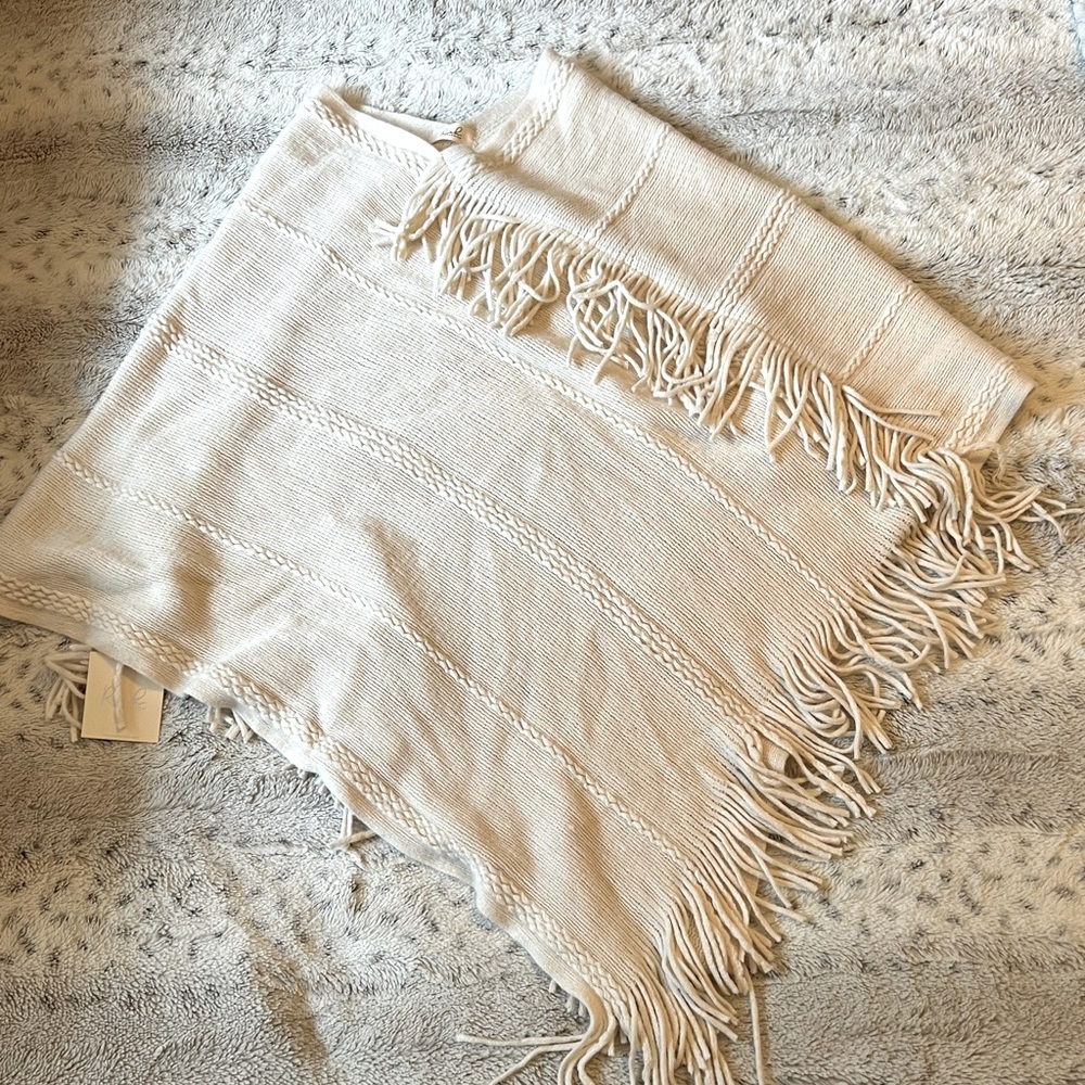 Off white fringe poncho